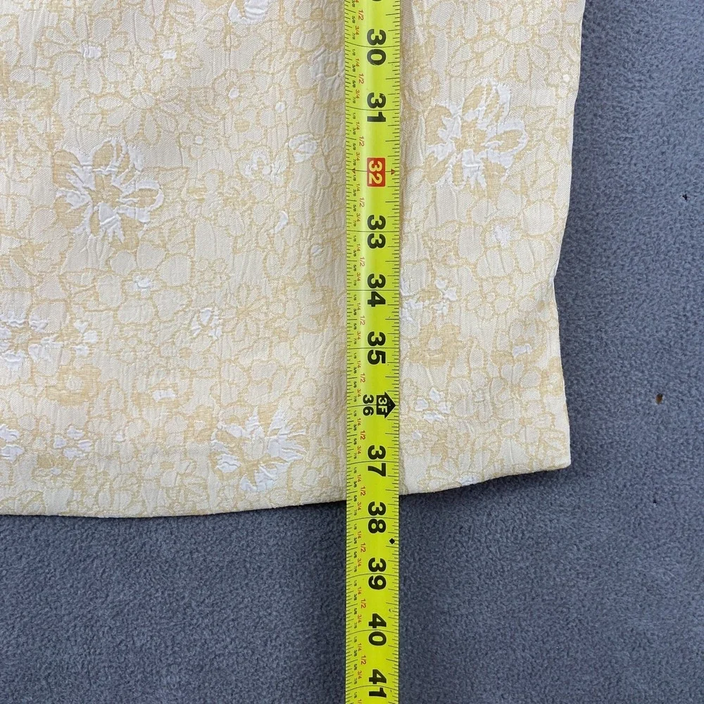 Julian Taylor Sheath Dress Womens 10 Pastel Yellow Floral Jacquard Peplum Retro - Picture 5 of 8